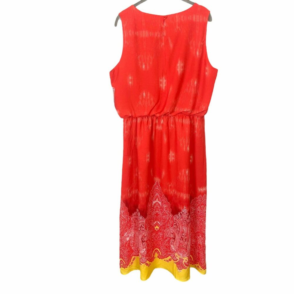 Peter Nygard Dress Orange Sleeveless Bold Colorful Cruise Vacation Dress sz 16 - Picture 2 of 15